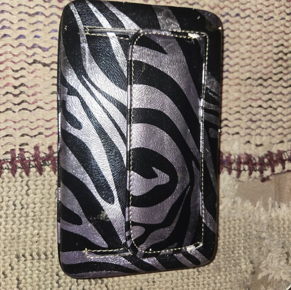 Zebra Pattern Phone Case - Black and Silver